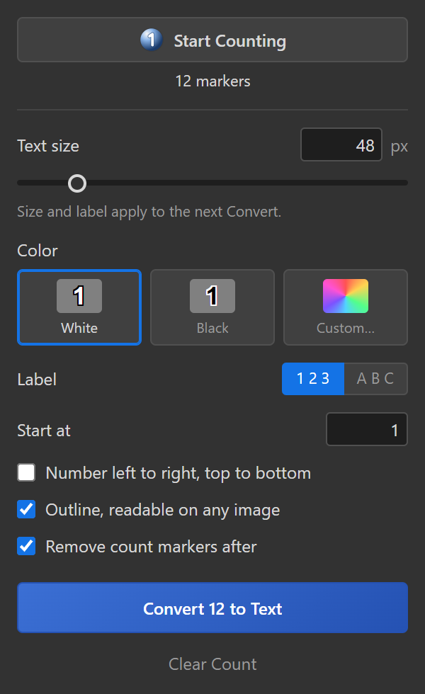 A Better Count Tool panel